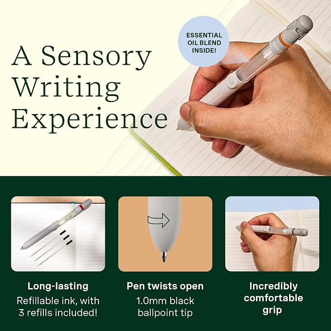 Lifelines Pen Diffuser Set, Coffeehouse 3-Pack - 1mm Black Ballpoint Pens with Scented Essential Oil Blends – Aromatherapy Diffuser & Sensory Immersion Diffuse Aroma As You Write