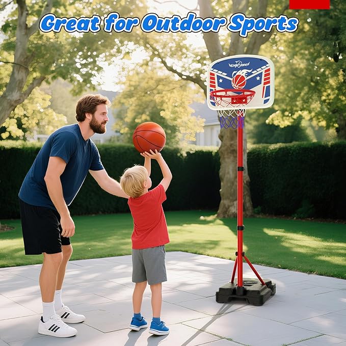 EagleStone Kids Basketball Hoop with Stand, Adjustable Height Basketball Set Toddler Toys for Boys and Girls Age 3-12, Indoor Outdoor Backyard Sport Game Gift with Sandbag for Stability