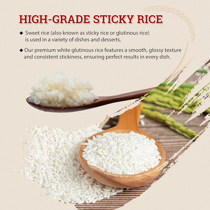 52USA Sweet Sticky Rice 2 Pound (32 Ounce), Premium Glutinous Rice | Gluten-Free, Vegan, All Natural, White Rice, Rich in Fibers and Minerals, 907g (Pack of 1)