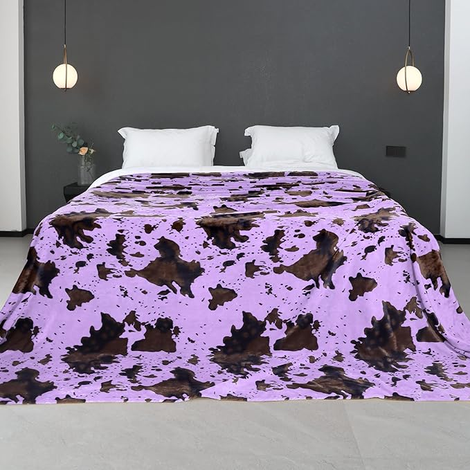 Fleece Bed Blankets Queen Size Purple Soft Lightweight Fuzzy Cozy Queen Blanket Lavender Women Plush Decorative for Bedroom All Seasons