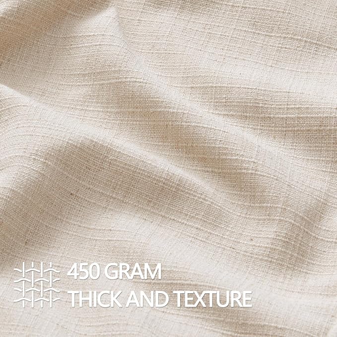 MIULEE Thick Textured Euro Sham Throw Pillow Covers 24x24 in Natural Linen | Set of 2, Decorative Linen Blend Pillow Cover, Flange Edge Design, Farmhouse Modern Boho Style, Bed Couch Living Room Decor