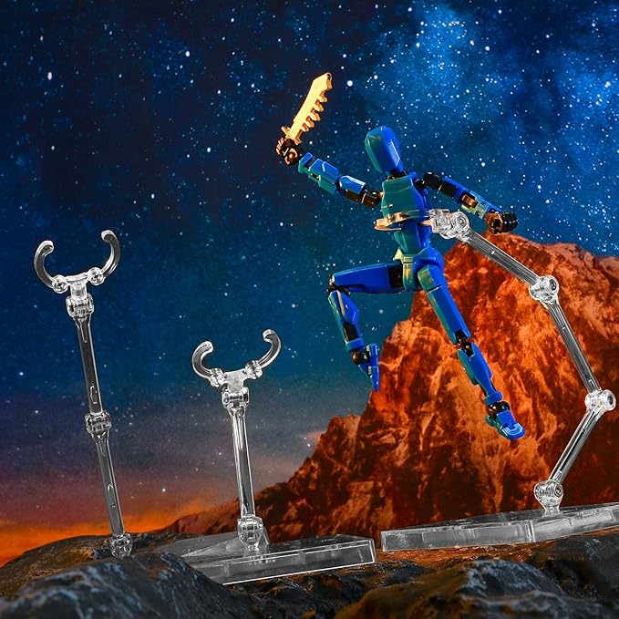 24 Pack Action Figure Stand Model Support Stand Clear Doll Base Assembly Action Figure Display Holder Base with Screwdriver Compatible HG/RG 1/144 Toy, Transparent(9 Inches)