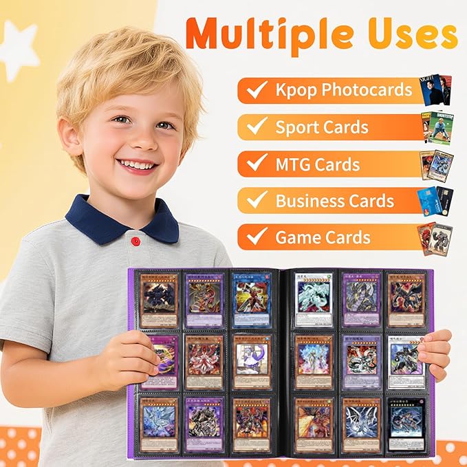 Card Binder 9 Pocket, PP Cover Trading Card Binder for 360 Cards, Sturdy Card Collection Album, Card Holder Folders for MTG, TCG, Game Cards & Sports Cards,Purple
