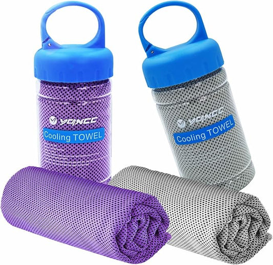 YQXCC 2 Pack Cooling Towels (47"x12"), Ice Cool Neck Towel, Soft Breathable Microfiber for Yoga, Golf, Gym, Running, Camping & Hot Weather
