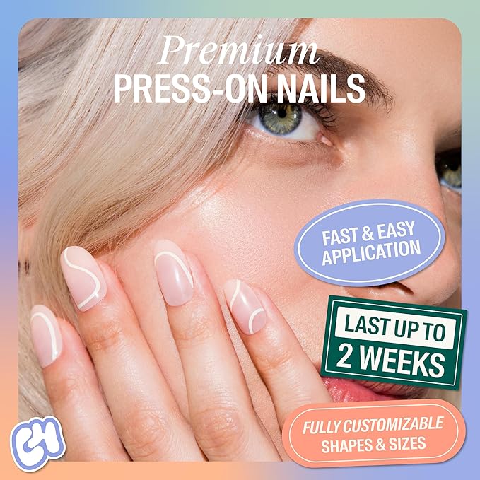 Chillhouse - Chill Tips Press on Nails Kit - She's the Prize Bundle (3-Pack) - 30 Nail Shapes & Sizes - Up to 2 Weeks Wear - Customizable Fit, Reusable - Latina Founded, Women Owned, Beauty, Self Care
