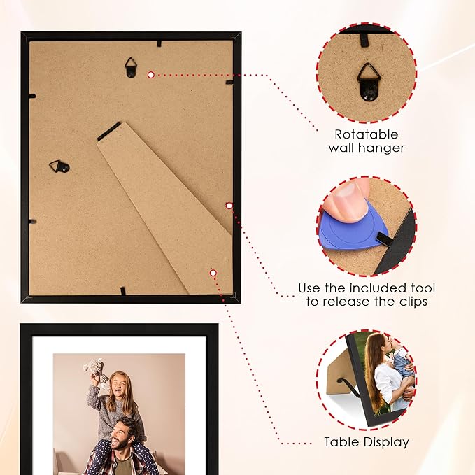 10 Pack Picture Frames Collage Wall Decor for Mounting or Tabletop Display, Gallery Wall Frame Set with Two 8x10 Black Frames, Four 5x7 Frames and Four 4x6 Frames, Multi-Pack Photo Frame Set