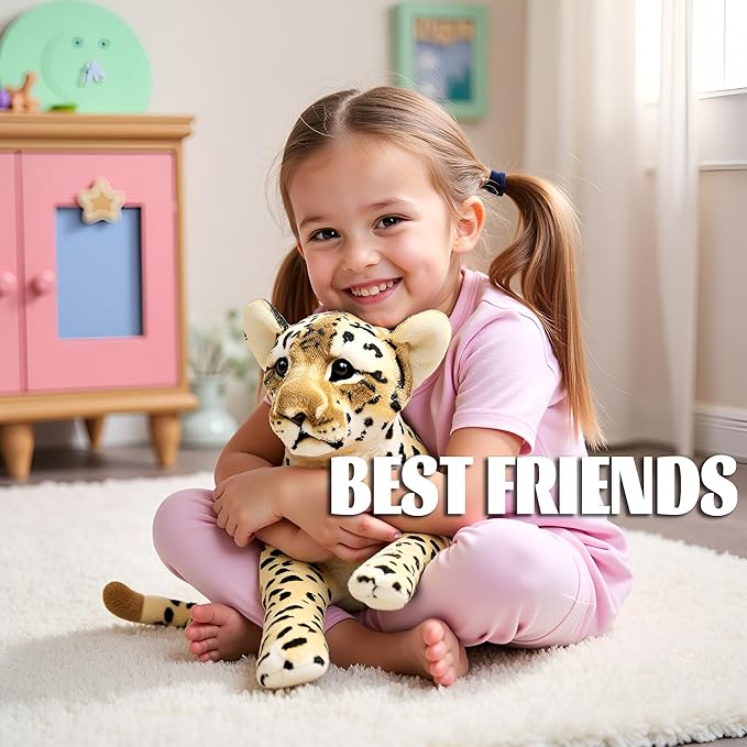 Cheetah Stuffed Animal 19" Realistic Leopard Stuffed Animal Cheetah Stuffy Leopard Plush Toys Cute Stuffed Jaguar Plush Birthday for Girls Boys