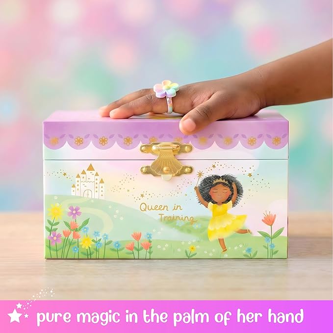 Giggle & Honey Ballerina Jewelry Box - Ballerina Gifts for Girls Age 4-6- Kids Jewelry Box with Spinning Ballerina - 6 x 4.7 x 3.5 in