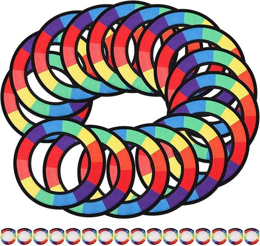 16 Pcs Foldable Flying Disc Ring with Bags 8.7'' Handheld Folding Fly Cooling Fans Fun Game for Adults Outdoor Pool Beach Backyard Activity Summer Birthday Party