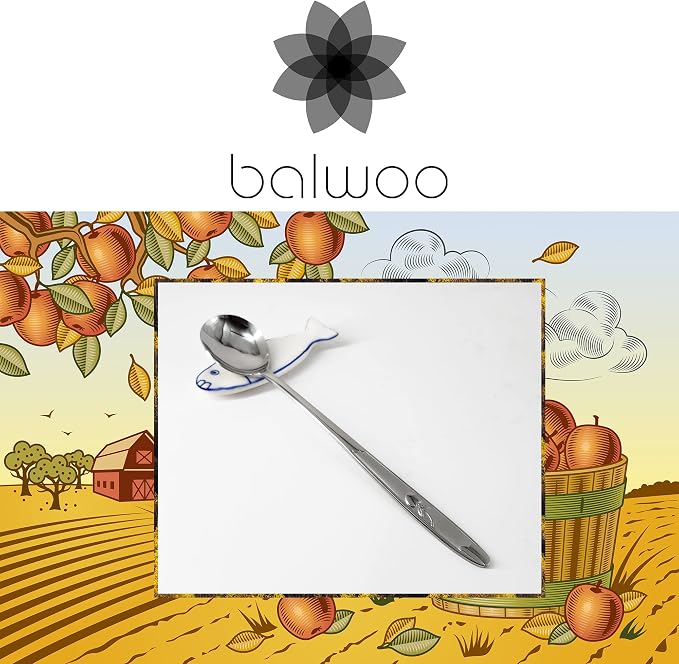 Korean Style Soup Spoon - 8.5 inch Premium Stainless Steel Dessert & Dinner Spoons (6 Pcs, Made in Korea)