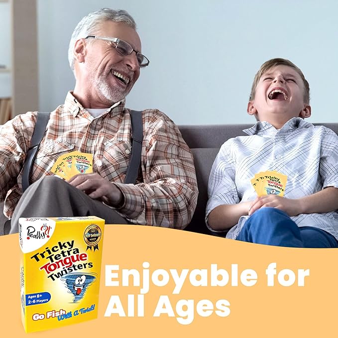 Really?! Tricky Tetra Tongue Twisters - Go Fish with A Twist, Hilarious Family Party Speech & Memory Card Game, Ages 8+