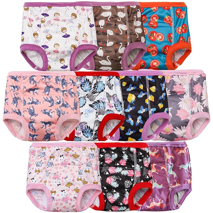 Joyo roy 10Pcs Strong Absorbent Toddler Training Underwear 6T Soft Thick Padded Leakproof Baby Potty Training Underwear for Girls Comfortable Snug Fit Washable Waterproof Big Kid Confident Pee Pants