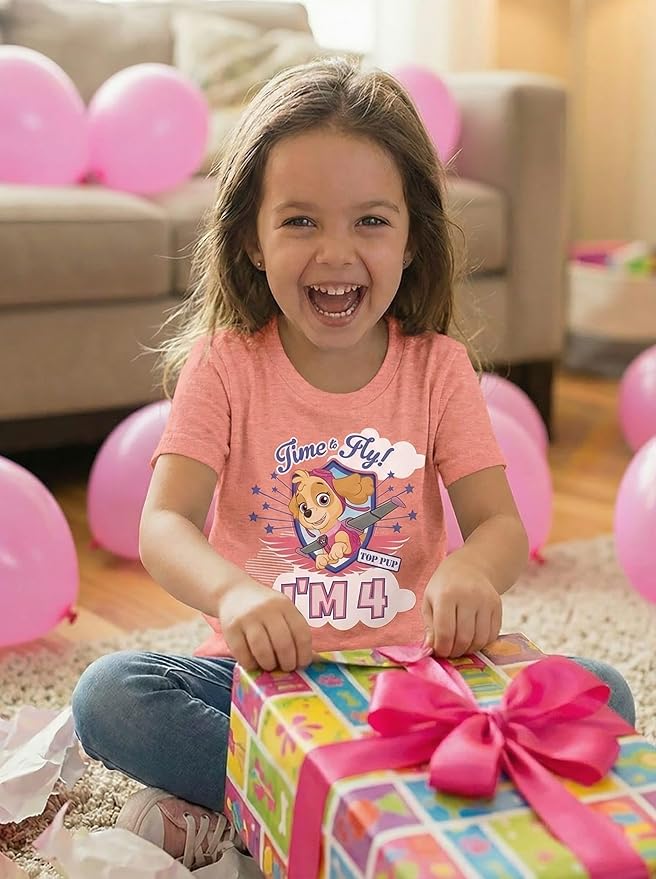 Skye Paw Patrol 4th Birthday Girl Shirt for 4 Year Old Girls - Pup-Themed Party Toddler T-Shirt
