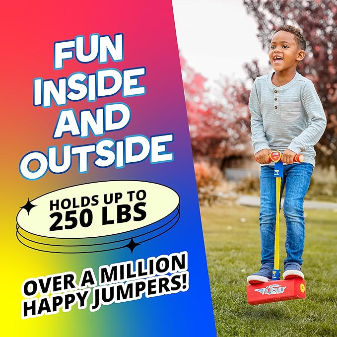 Flybar My First Foam Pogo Jumper for Kids Fun and Safe Pogo Stick for Toddlers, Durable Foam and Bungee Jumper for Ages 3 and up, Supports up to 250lbs