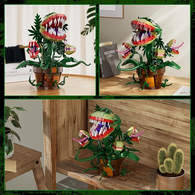 Millionspring Piranha Plant Audrey II 2 Building Blocks Set, Toys Kit Horrors Flower Shop Decoration Valentine Gift for Tv Film Fans Families Friends 12+ On Halloween Birthday Christmas