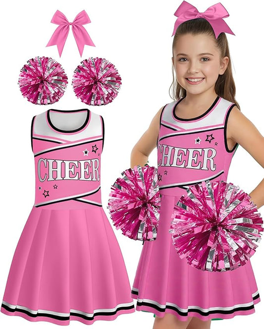 JenPen Cheerleader Costume Set Cheerleading Outfit Cheer Uniform Dress Cosplay for Halloween Party Gifts 3-9 Years
