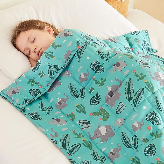 Weighted Blanket - 7 lbs Green Bush Heavy Blanket - Small Size Breathable Lap Blanket(41"x60", 7 lbs)
