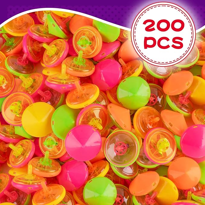 200 Pcs Light Up Spinning Tops for Kid 4 Color, Bulk LED Flashing Spinning Top Toys for Birthday Party Favor, Return Gift, Classroom Prize, and Fun Fidget Toy, Glow Goodie Bags Stuffer for Girl boy