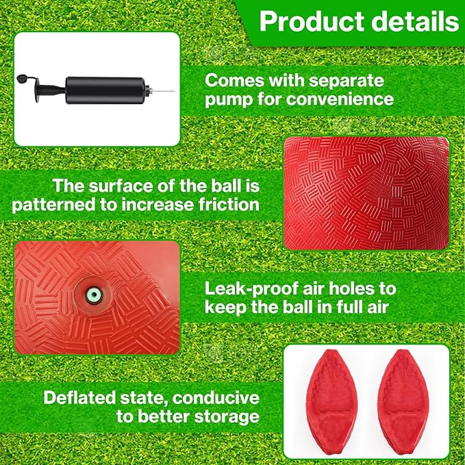 6 Pcs Dodgeballs 8.5 Inch Playground Ball Red Kickball Inflatable Rubber Handball Bouncy Dodge Ball with 1 Hand Pump for Outdoors Ball Games Gym Camps Picnic (Needle is at The Top of The Pump)