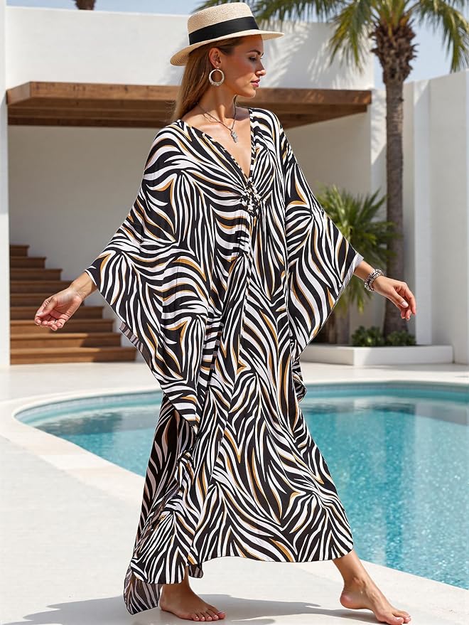 Mumu Dresses for Women Plus Size, Bohemian Kaftan Beach Cover Up Long Maxi Nightgown Soft Loungewear