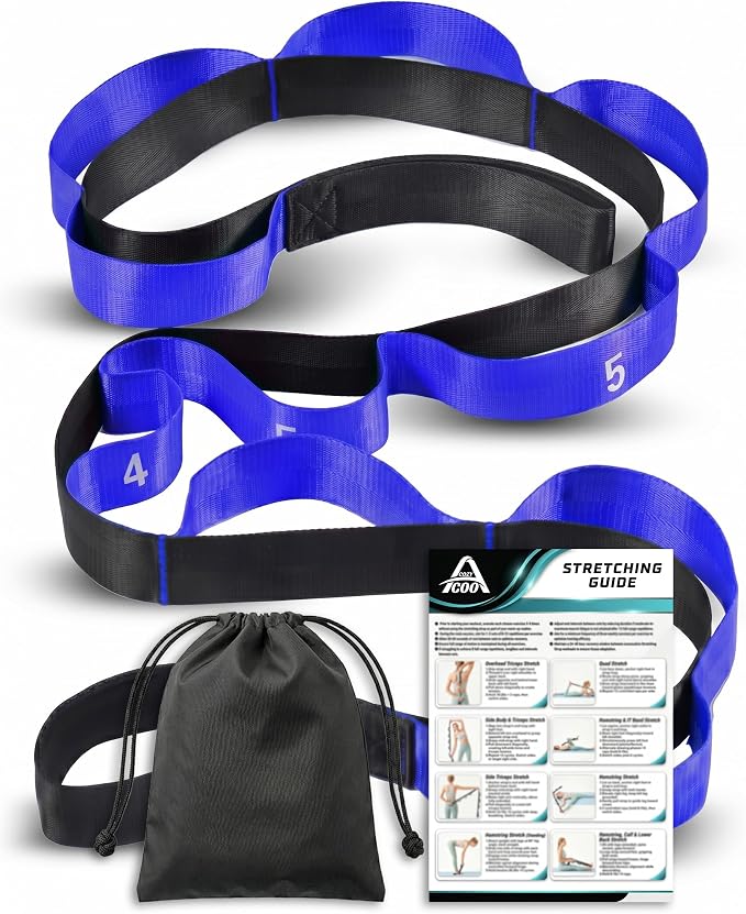 Acozycoo Stretching Strap with Loops for Physical Therapy,Yoga Strap for Stretching,Home Workout,Pilate & Flexibility Training,Non-Elastic Exercise Stretch Band for Hamstring,Leg Stretcher Belt,Flexibility Fascia