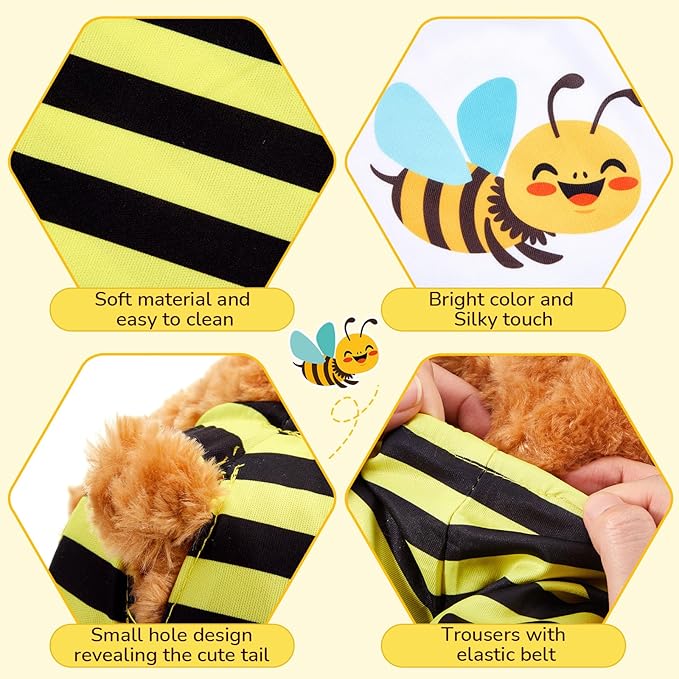 2 Pcs Bear Clothes Outfit Fit Most 12-16 Inch Stuffed Clothing Cute Plush Doll Clothes Plushy Bear Pajamas for Stuffed Make Your Own Plush Bears(Bee Style,Yellow and Black)