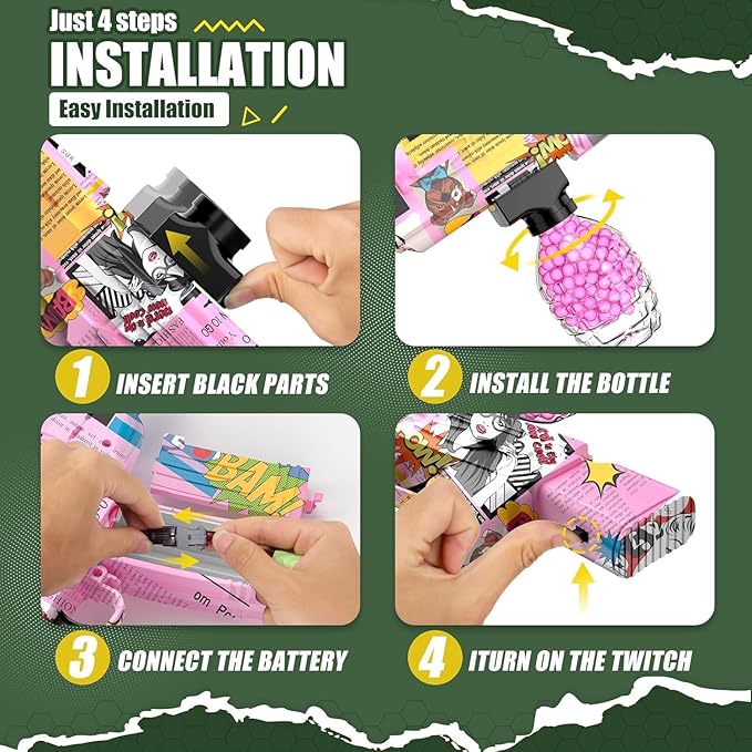 Anstoy Electric Gel Ball Blaster, High-Speed Gelfire Blaster for Orbeez with Eyewear, Splatter Ball Toys for Outdoor Shooting Game Party Gift Ages 14 & Up, Girl