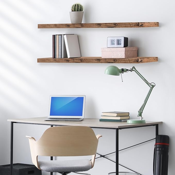 Sorbus Floating Shelves for Wall - 48 Inch Long Bathroom Shelves, Wall Decor for Bedroom, Kitchen, Living Room & Book Storage - Mounted Floating Shelf with Invisible Brackets (Mahogany, 2 Pack)