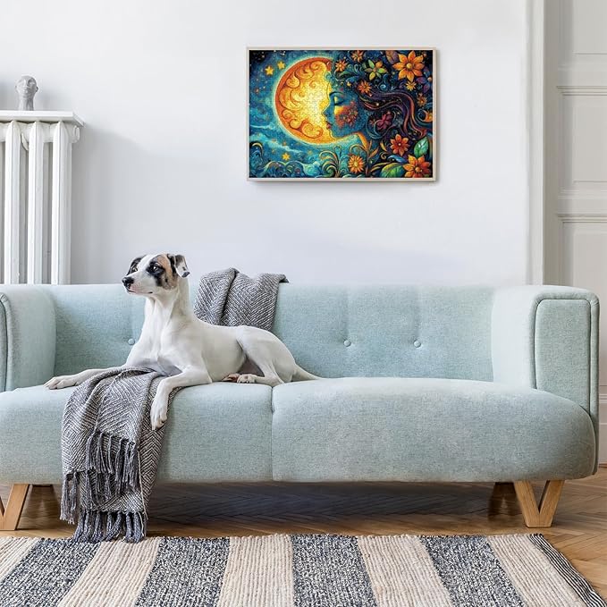 500-Piece Moon Goddess Puzzle for Adults, Mystical Bohemian Art with Stars & Flowers, Challenging Jigsaw for Home Decor, Meditation & Relaxation (20.5" x 15")