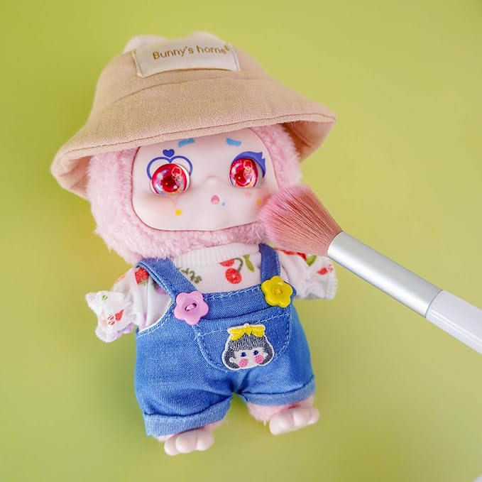 CALEMBOU Plush Doll Clothes, Cute Plush Dolll Clothes Suit for 6 Inches Kimmon Mimon, Kawaii Doll Clothes Accessories Set for Birthday Gifts (Cherry T-Shirt Set)