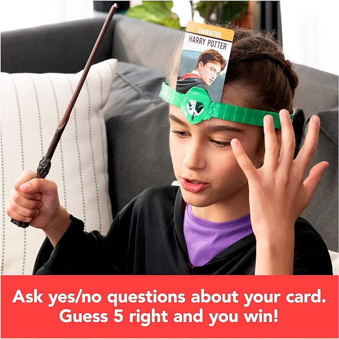 Hedbanz, Harry Potter Wizarding World 2022 Edition with New Cards Family Board Game Gift Toy Merchandise Books Movies Card Game House Headbands, for Adults & Kids Ages 6 and up