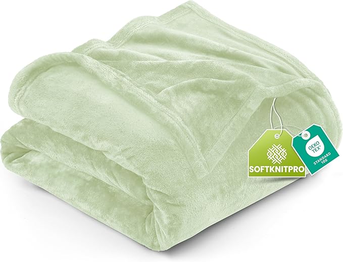 Utopia Bedding Soft Fleece Bed Blanket Queen Size Sage Green (90x90 Inch) | Microfiber Plush Warm Lightweight Breathable Cozy Blanket Anti-Static, All Season Use, Gift for Women and Men