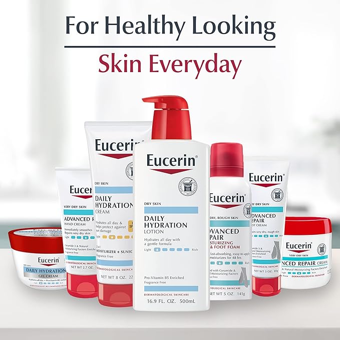 Eucerin Daily Hydration Body Lotion, Unscented Body Lotion for Sensitive Dry Skin, Holiday Gifts for Self Care, Pump Bottles,16.9 Fl Oz (Pack of 6)