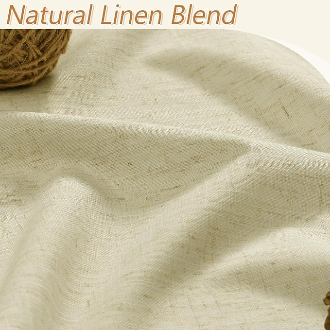 Guken Extra Long 100% Blackout Linen Curtains for Bedroom 120 inches Long, Thermal Insulated Room Darkening Black Out Drapes for Living Room, Back Tab Rod Pocket 2 Panels Set,Cream Yellow,52x120