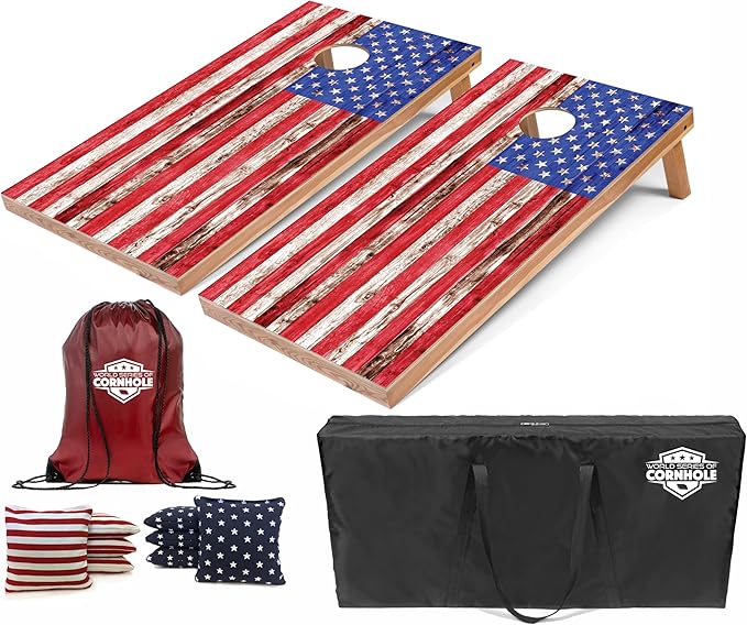 World Series of Cornhole Regulation Size Cornhole Boards - Lightweight & Durable All-Wood Construction | Backyard Bean Bag Toss Set | Outdoor Game for Tailgates & BBQs