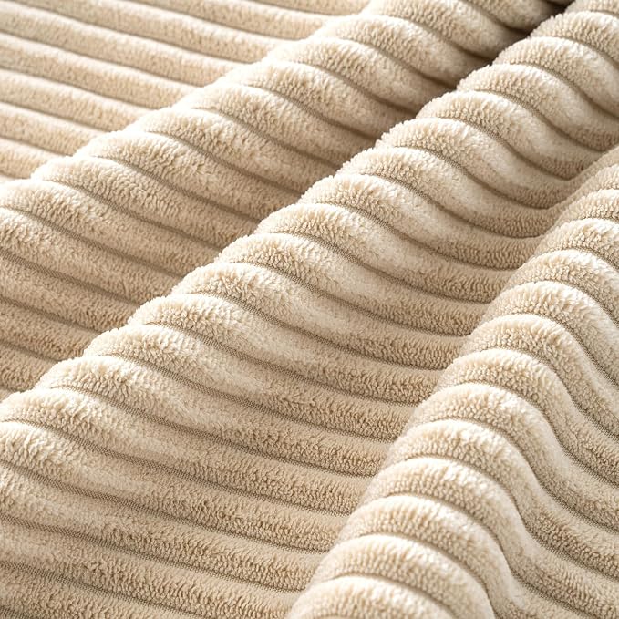 MIULEE Soft Corduroy Decorative Throw Pillow Covers Beige 20x20 | Set of 4, Mordern Nordic Home Decor, All Same Color Set, Boho Farmhouse Cushion Covers for Couch Bed Sofa Living Room