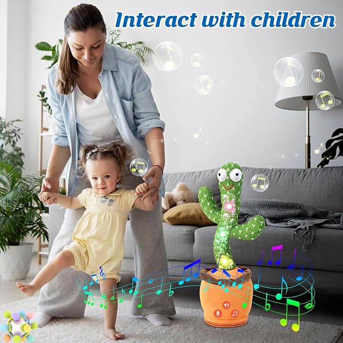 Rechargeable Dancing Talking Cactus Toy for Baby Toddler, Boys Girls Gifts Singing Mimicking Toys Recording Repeating What You Say with 120 English Songs