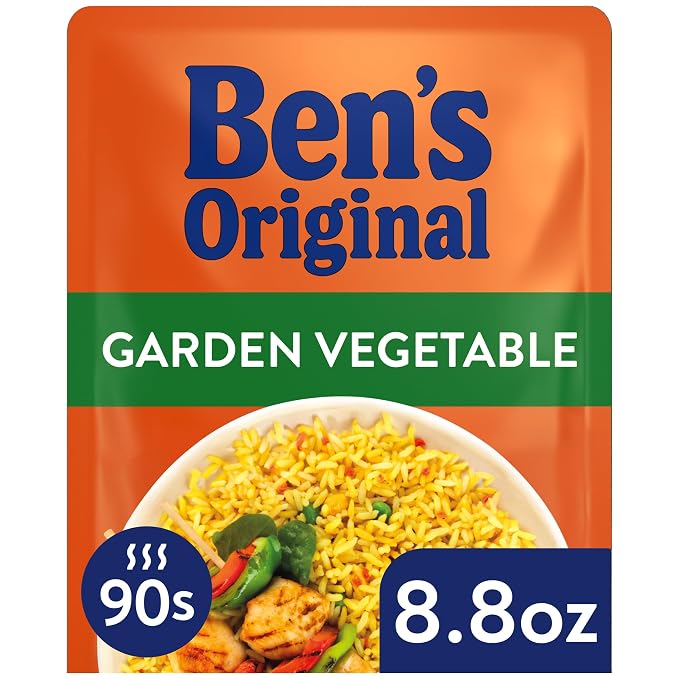 BEN'S ORIGINAL Ready Rice Garden Vegetable Flavored Rice, Easy Dinner Side, 8.8 oz Pouch (Pack of 6)