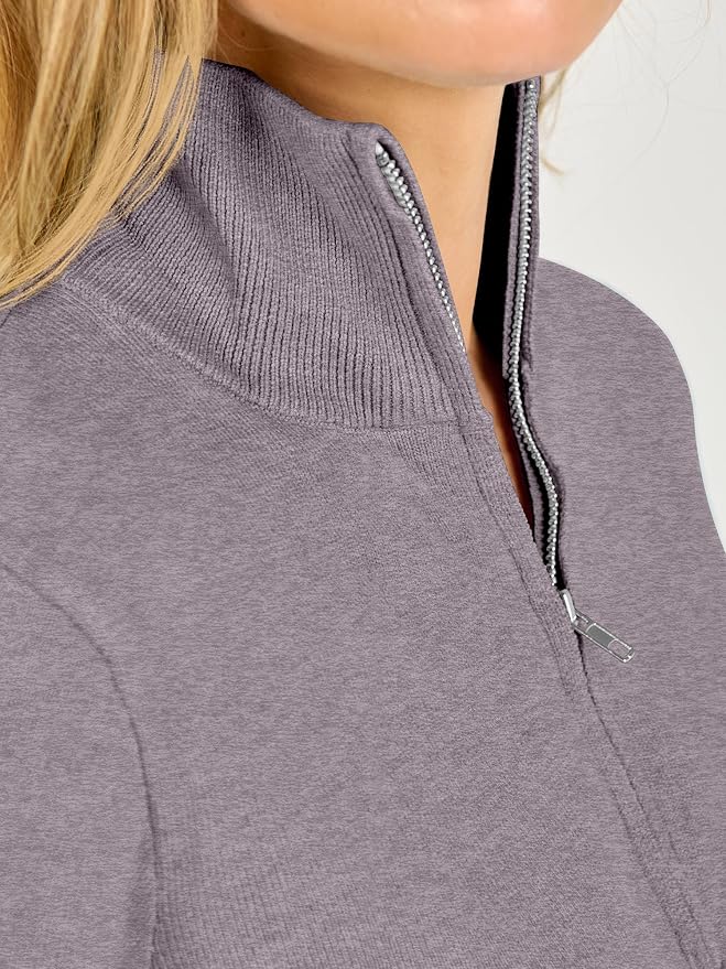 ANRABESS Women Quarter Zip Long Sleeve Fall Pullover Sweater | Soft Knit Fabric Medium Stretch, Business Casual Work Office, Travel Vacation, 2026 Trendy Fashion, Winter Cozy Outfits