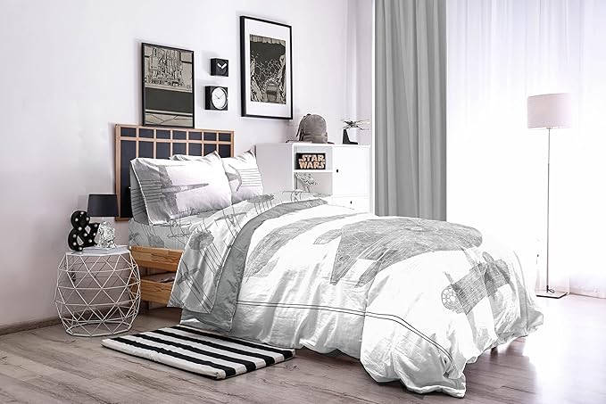 Jay Franco Star Wars Falcon Schematics 7 Piece Full Size Bed Set - Includes Comforter & Sheet Set - Super Soft Kids Bedding Fade Resistant Microfiber