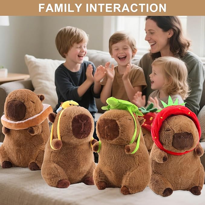 Capybara Plush With Turtle Backpack - Cute Stuffed Animal Kawaii Plush Pillow - Birthday Gift for Kids Boys Girls 12 Inch