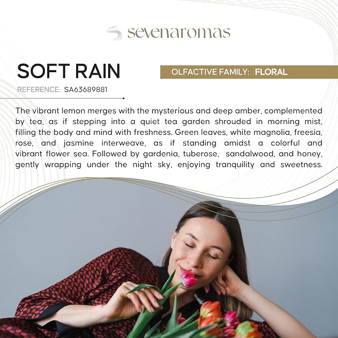 SevenAromas Soft Rain | 145ml 5oz Hotel Scent Diffuser Oil | Floral | Rose, Jasmine & Gardenia | London Luxury Aromatherapy