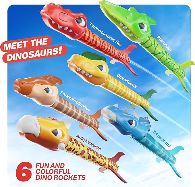 Dinosaur Toy Rocket Launcher for Kids - Toys for Kids 3-5 5-7 4-6 - Outdoor Toys for Kid Ages 4-8 - 3 4 Year Old Boy Birthday Gift - Gifts for Boys Age 3 4 5 6 Years - Outside Toy for Toddlers