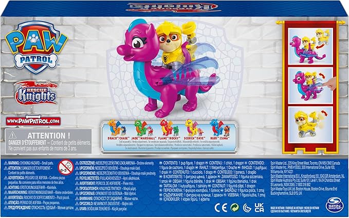 Paw Patrol, Rescue Knights Rubble and Dragon Blizzie Action Figures Set, Kids Toys for Ages 3 and up