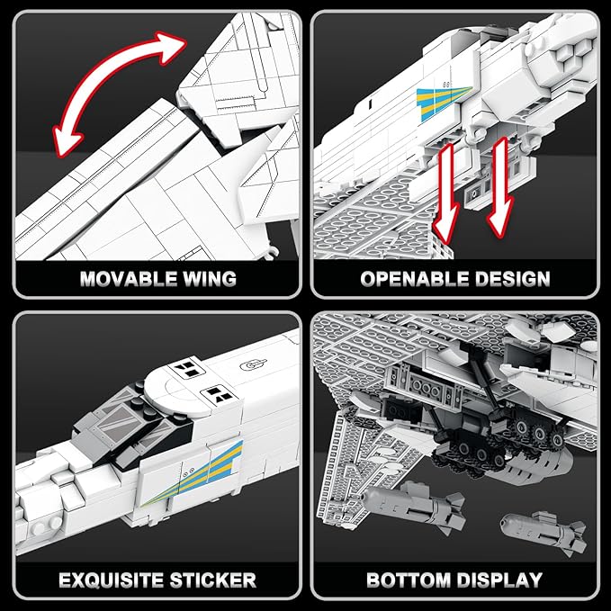 White Swan Fighter Building Block Set 33036, Military Aircraft Model Kit, Display & Collectible Toy for Adults 14+, Aviation Gifts for Fans & STEM Enthusiasts