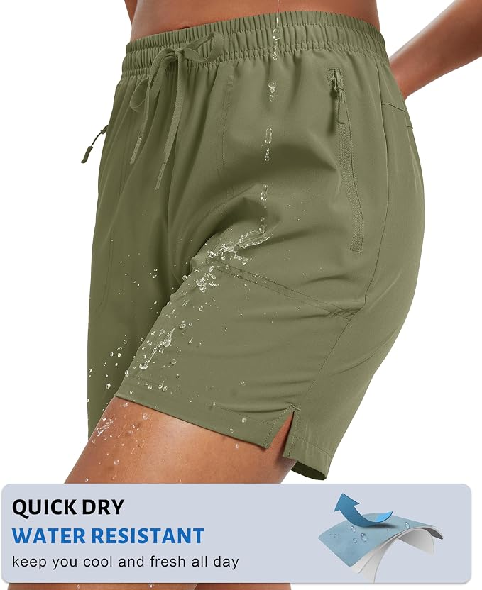 MAGCOMSEN Women's 5" Hiking Shorts UPF 50+ Quick Dry Lightweight Athletic Running Golf Summer Casual Shorts with Pockets