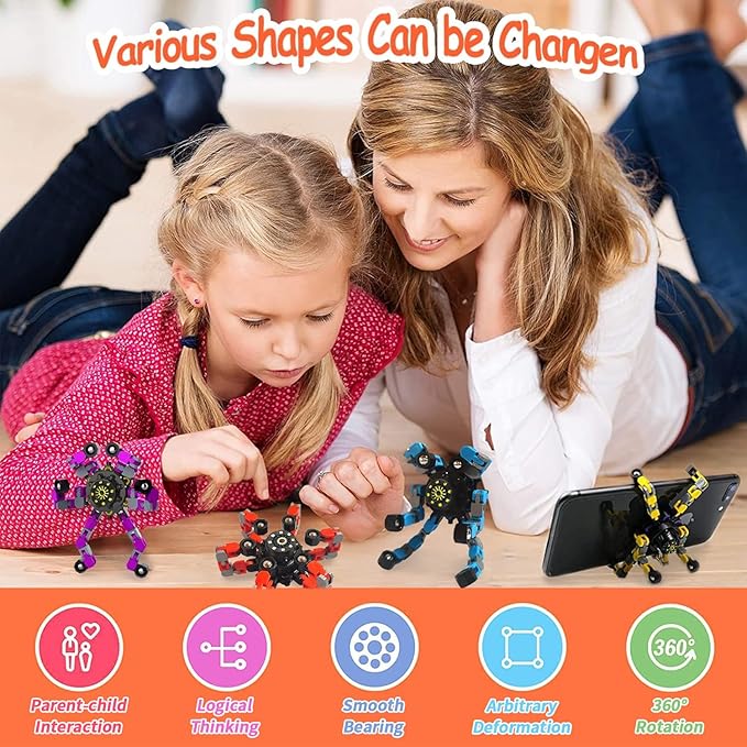 Transformable Fidget Spinners 27-Pack – Sensory Toys for Kids & Adults with ADHD, Autism, Anxiety Relief