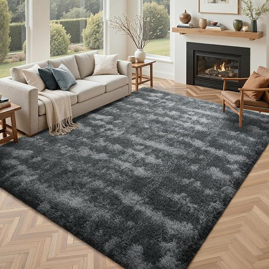 4x6 Feet Area Rugs for Bedroom,Grey Plush Fluffy Shaggy Living Room Rugs Non-Slip, Ultra Soft Carpet for Nursery Kids PlayRoom Dorm Office Indoor