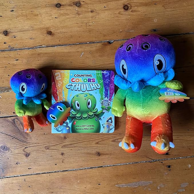 C is for Cthulhu Counting, Colors & Cthulhu Board Book & Rainbow Plush Bundle (Baby Plush, 6 inches)