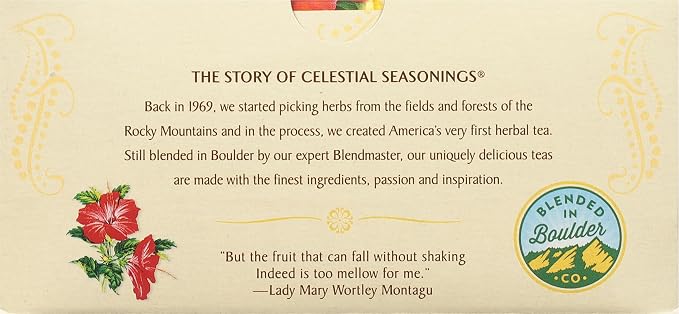 Celestial Seasonings Lemon Zinger Herbal Tea Box, Caffeine Free, 20 Tea Bags (Pack of 2)